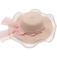 thumbnail image 1 of Sombrero de 56-58cm de circunferencia, sombrero de sol ondulado de malla para mujer, cinta de perlas para exteriores, sombrero de playa, sombrero para el sol con protección solar, 1 of 5