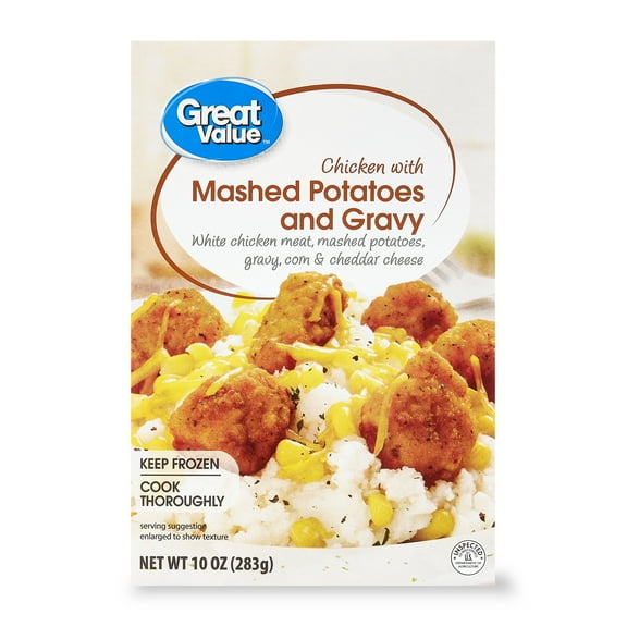 Great Value Chicken with Mashed Potatoes and Gravy, 10 oz (Frozen)