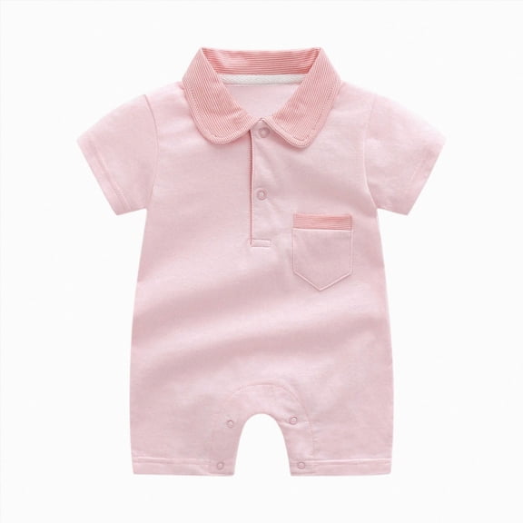 Baby Onesies Boy Baby Boys Polo Romper Short Sleeve Collared Cotton One-Piece Coverall Summer Baby Stuffs outfits