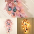 thumbnail image 4 of Neoyler Lighted Christmas Painted Ball Upside Down Tree Led String Lights Door Hanger Christmas Decorations Christmas Lights Wall Hook Included Indoor Outdoor Doors Festive Mood 23.6In Pink, 4 of 7