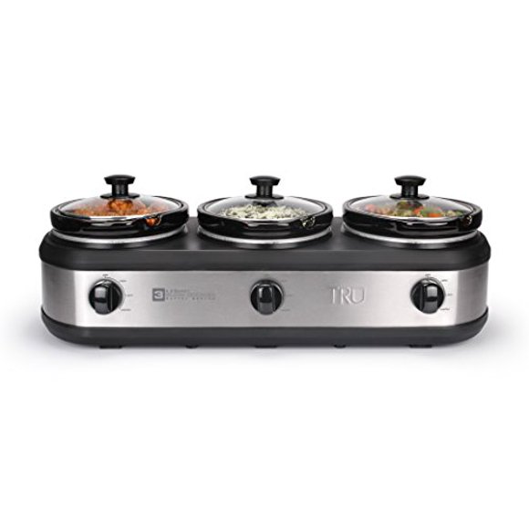 TRU Triple Buffet Server, 3 2-1/2-Quart Removable Inserts, Silver