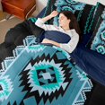 thumbnail image 4 of jejeloiu Aztec Triangle Rhombus 7 Pieces Bedding Comforter Set,Blue Black Triangle Full Bedding Set For Teens Kids Reversible, 4 of 8