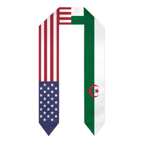 Algeria & USA United States Flag Shawl Sash Stole Graduation Shawls Wraps Scraf For International Study