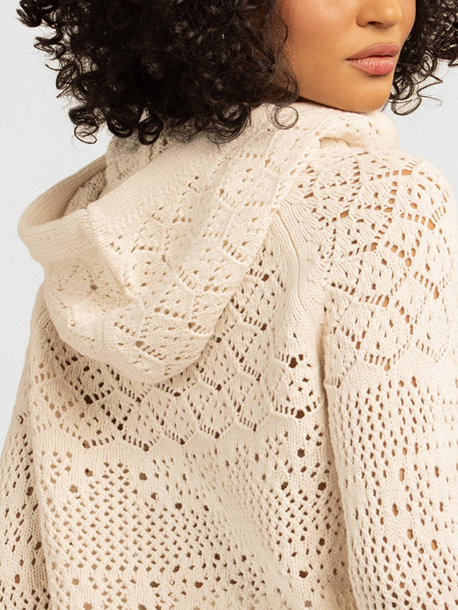 Jessica Simpson Women's Mikaela Pointelle Hoodie Sweater with Long Sleeves, Lightweight, Sizes XS-XL