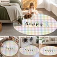thumbnail image 5 of Round Area Rug 8 Ft, Easter Washable Non-Slip Circle Carpet for Living Room/Bedroom, Colorful Checkered Plaid Spring Gingham Textured Collection Low-Profile Large Area Rugs for Indoor, 5 of 8