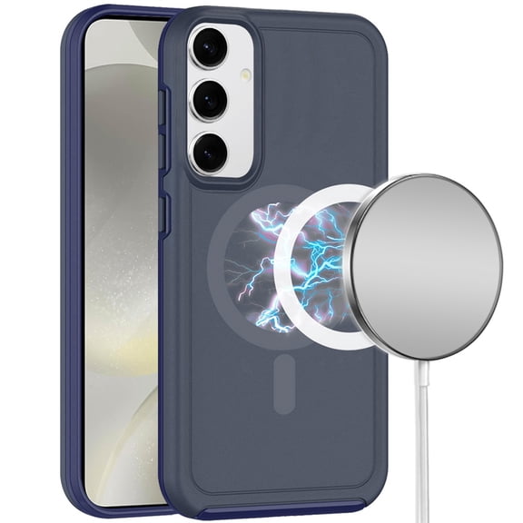 For Samsung s25 Plus/s24 Plus Magnetic Ring Circle Guard Fused Ultimate Hybrid Case - Blue