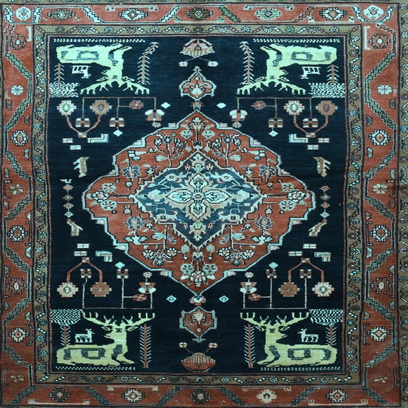 Ahgly Company Indoor Square Animal Light Blue Traditional Area Rugs, 4' Square