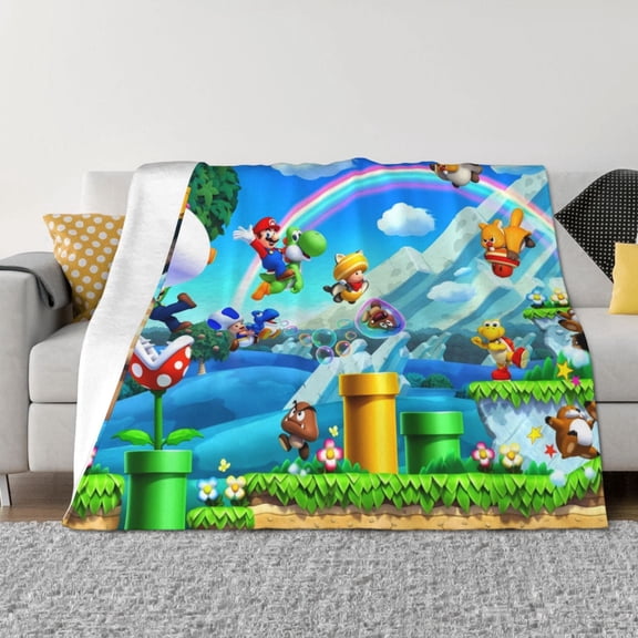 Saiise Mario Ci Throw Blanket 40"x30" ,Soft Lightweight Cozy All Season Blanket for Bed,Couch,Car