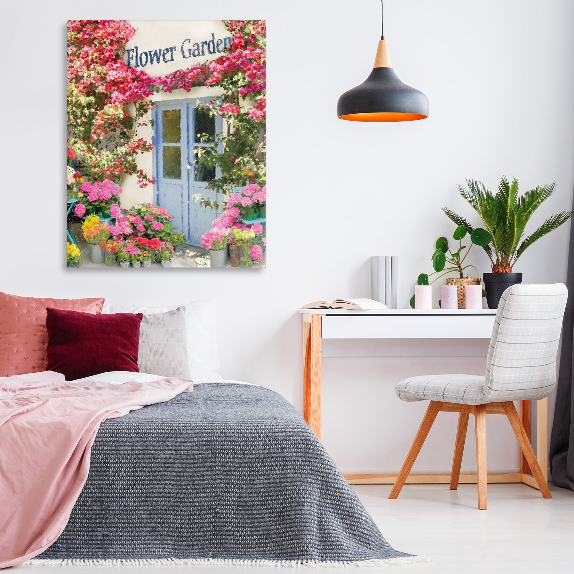 Stupell Industries Flower Garden Doorway Buildings & Architecture Painting Wrapped Canvas Art Print Wall Art, 36 x 48