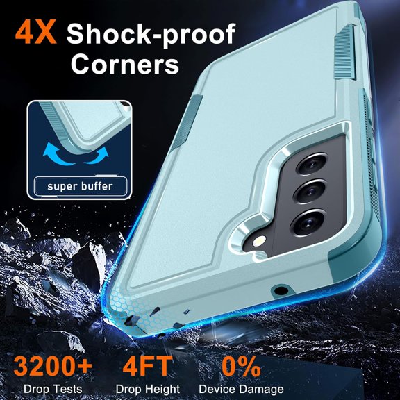 for Samsung Galaxy S21 FE Case, Full Body Heavy Duty Rugged Shockproof Protective Phone Cover, Mint Green
