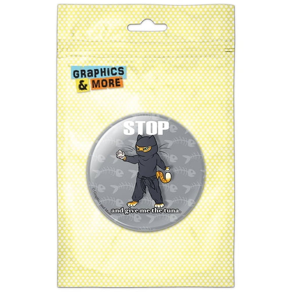 Ninja Cat Tuna Pinback Button Pin Badge