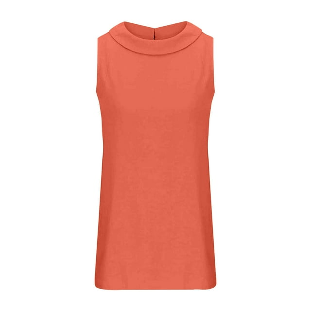 TSADFHJI Hauts pour Femmes Manches Longues Habillé Coton et Lin Couleur Unie Col Rond Pull Court Couleur Unie Décontracté Sans Manches T-Shirt S Jaune