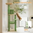 thumbnail image 4 of Pefilos 56" Multi-Level Cat Tree Tower for Indoor Cats with Sisal Scratching Posts, Cozy Cat Condo, Large Hammock and Plush Perches Cat Tree House for Large Cats, Green, 4 of 7