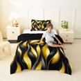 thumbnail image 3 of Manfei Aesthetic Geometric Twin Comforter Sets, Black Gold Wavy Stripes Bedding Set, Black Reversible 2 Pieces, 1 Comforter and 1 Pillowcase, 3 of 6