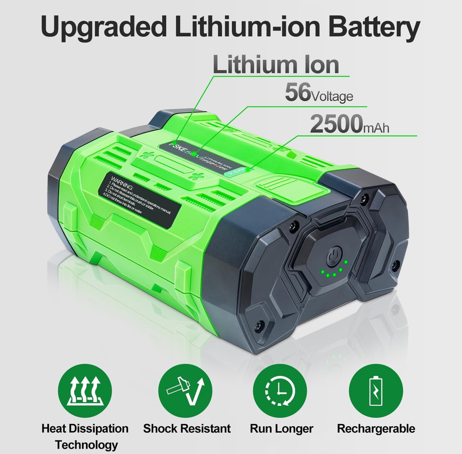 FSKE Battery Replacement for EGO 56V 2.5Ah Batteries Compatible with BA1400T BA2800 BA4200T BA5600T Lightweight and Easy to Carry and Charging