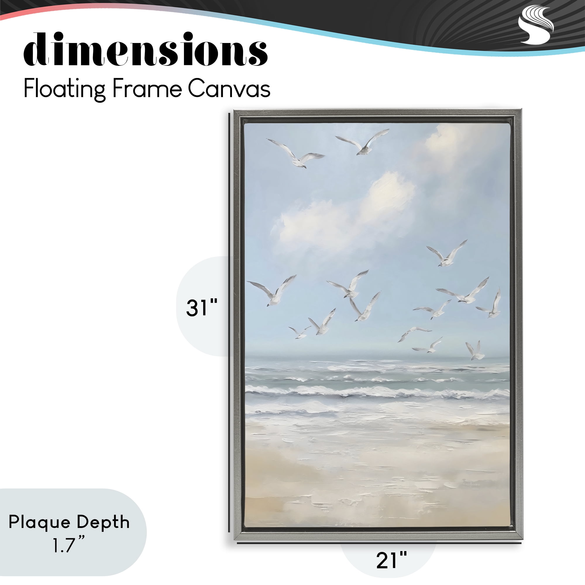 Stupell Industries Ocean Flight Seagulls Gray Framed Floater Canvas Wall Art, design by Creative Studio