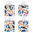 thumbnail image 3 of Rateoe Cute Sea Animals Pattern Tissue Box Cover, Modern Square Decorative Leather Facial Paper Case Organizer Holder Dispenser 5X5X5'', 3 of 8