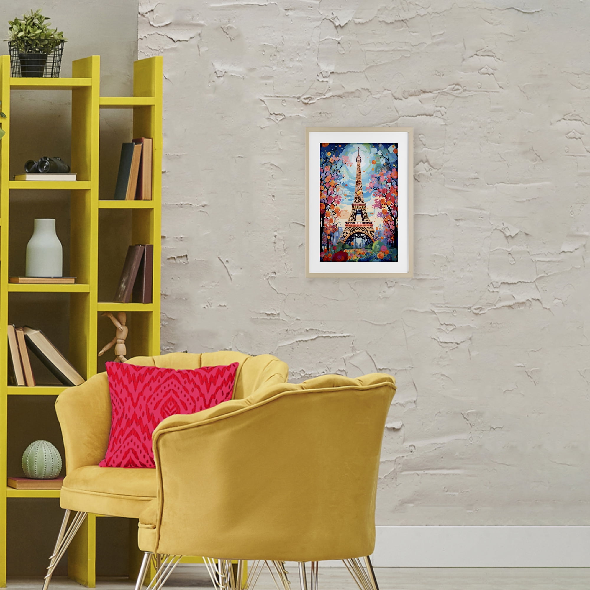 Stupell Industries Eiffel Tower Nighttime Bloom Birch Framed Print Under Glass, design by Creative Studio