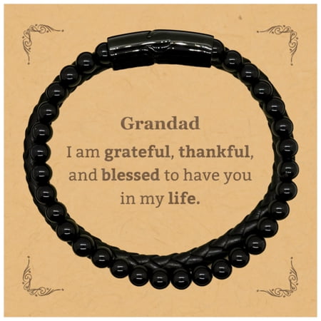 Grandad Appreciation Gifts I am grateful thankful and blessed Thank You Stone Leather Bracelets for Grandad Birthday Inspiration Gifts for Grandad