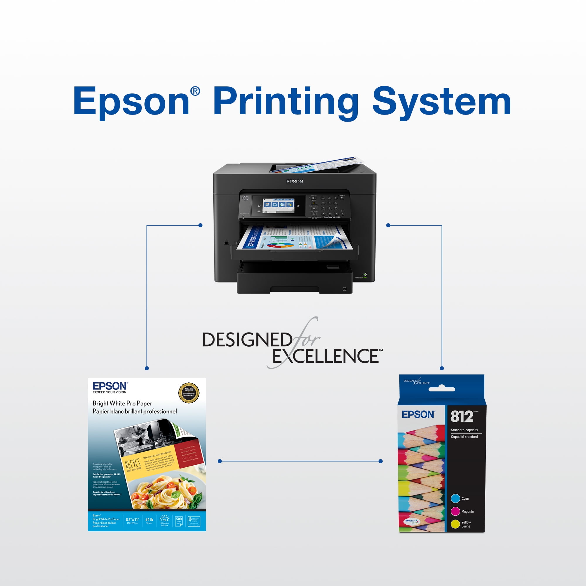 Epson 812 DURABrite Ultra Ink High Capacity Black & Standard Color Cartridge Combo Pack (T812XL-BCS) Works with WorkForce Pro WF-7310, WF-7820, WF-7840, WorkForce EC-C7000