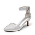 thumbnail image 1 of Zapatos DREAM PAIRS Tacón Bajo de Gatito Plateado Talla 10, 1 of 7
