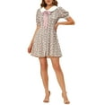 thumbnail image 1 of INSPIRE CHIC Robe-Chemise Courte à Manches Courtes pour Femme, Coupe Évasée, Col Contrastant, S Blanc, 1 of 5