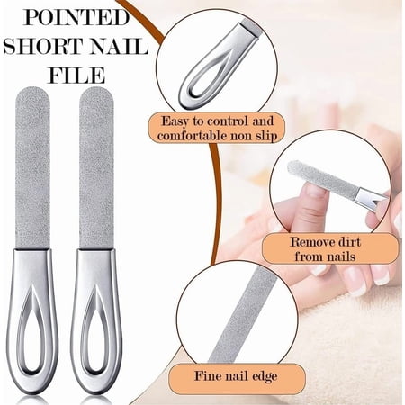 FEOLGEHLY Stainless Steel Nail File 3-Pack Double-Sided Coarse and Fine Grit Nail Buffer for Manicure Tool and Nail Care Portable Nail File for Shaping and Smoothing (C)