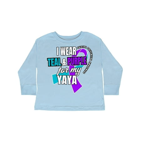 

Inktastic Suicide Prevention I Wear Teal and Purple for My Yaya Gift Toddler Boy or Toddler Girl Long Sleeve T-Shirt