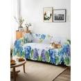 thumbnail image 3 of Blue Hydrangea Floral Couch Cover, Spring Butterfly Watercolor Flower Oversized Sofa Cover Blanket for 3 Cushion Couch, Sectional Sofa Slipcover Furniture Protector for Living Room Bedroom 71''x150'', 3 of 9