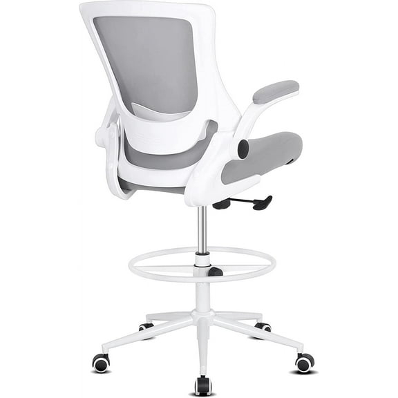 Misolant Tall Office Chair, Drafting Chair for Standing Desk, High Office Chair with Adjustable Lumbar Support, Flip-up Arm and Footrest Ring, Tall Drafting Chair for Bar Height Desk