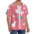 thumbnail image 4 of Vsdgher Yoga Unicorn Print Men's Wrinkle Free Untucked Cuban Shirt Business Casual Button Down Shirts Short Sleeve Shirt, 4 of 7