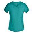 thumbnail image 2 of Pandamed Women's Scrub Sets Slim Fit Notch Neck Stretch Scrubs Top & Pants, Teal, L, 2 of 6