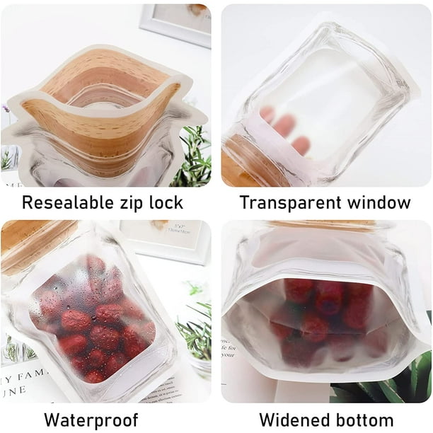 100 Pcs Reusable Mason Jar Snack Bags,small Zipper Sealed Food Storage Bag,4.3X 6.2 Airtight Seal Cpdd K Bags For Kids Cookies Nut Candy Travel Camp