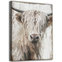 Lucksign Abstract White Cow 12” x 16” Framed Canvas Art Prints
