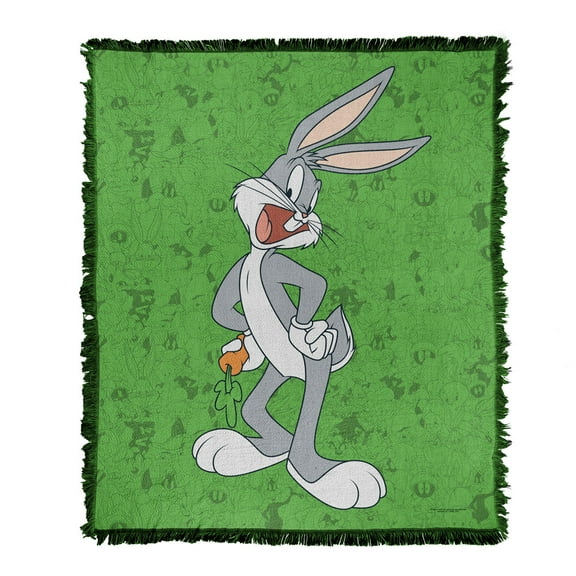 Looney Tunes Blanket, 50'x60' Bugs Bunny Character Woven Tapestry Cotton Blend Fringed Throw