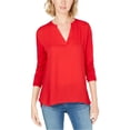 thumbnail image 1 of INC Blusa con cuello dividido para mujer, rojo, mediano, 1 of 1