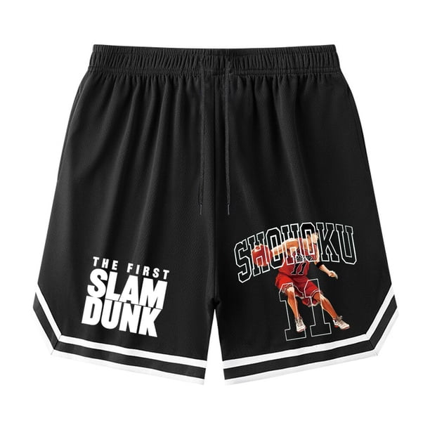Pantalones cortos de Anime Slam Dunk para hombre, pantalones cortos de baloncesto SHOHOKU Sakuragi Hanamichi, pantalones casuales de verano de gran tamaño, pantalones de cinco puntos para correr