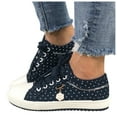 thumbnail image 3 of GEZHEN Women's Polka Dot Flower Pendant Lace Up Casual Shoes Sneakers Canvas Out Pattern Dott Floral Fashion Shoes Non Slip Low Top Platform Shoes, 3 of 7