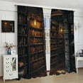 thumbnail image 4 of Retro Bookshelf Curtains Library Bookshelf Ladder Candle Decoration Blackout Curtains Suitable for Bedroom Study Classroom Living Room Blackout Rod Curtain Insulation 52x84 Inches, 4 of 6