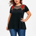 thumbnail image 3 of Tunique à Manches Courtes en Résille pour Femmes, Grande Taille, T-Shirt avec Appliqué, 3 of 6