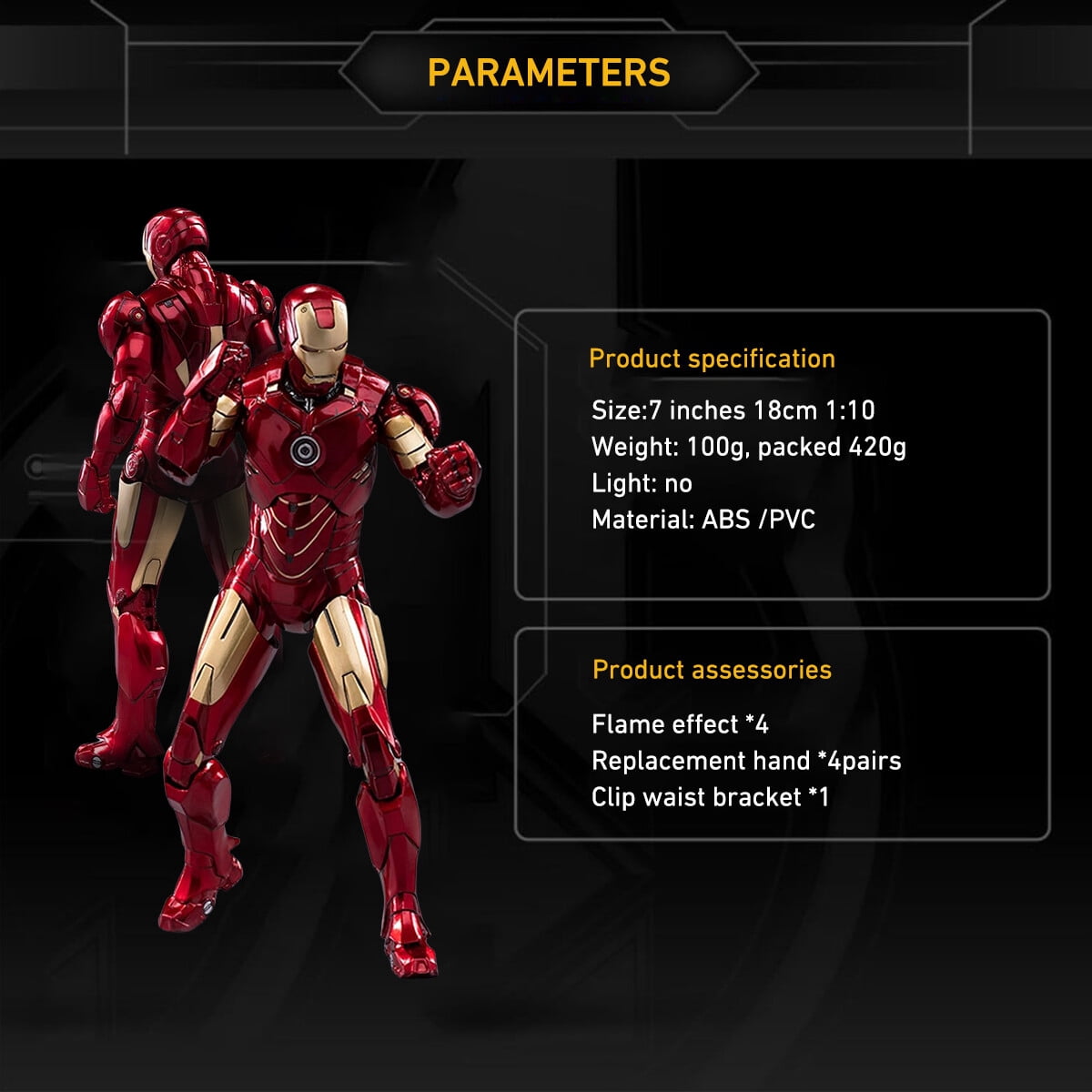 ZD Toys 1/10 Scale Iron Man Mark IV MK4 Suit Collector Action Figure