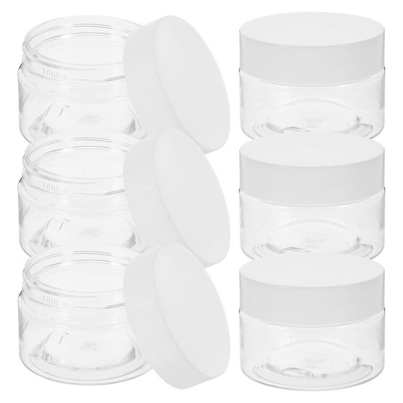 MLINS 6pcs Empty Cream Jars Travel Containers Refillable Transparent PET Bottles for Storage 30g