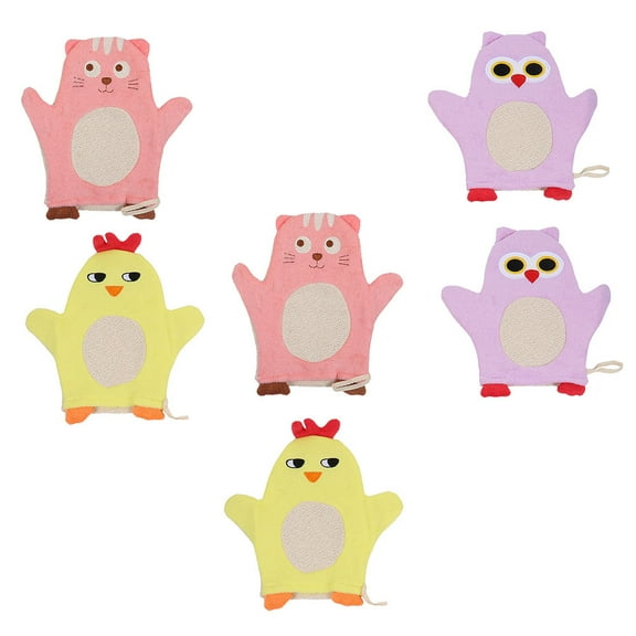 ULTNICE 6Pcs Bath Gloves Kids Cotton Cloth Assorted Color for Gentle Care