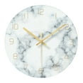 thumbnail image 2 of Reloj de cristal marmoleado para decoración de sala de estar, moderno reloj de mármol de 12 pulgadas que no hace tictac. Azul blanco, 2 of 9