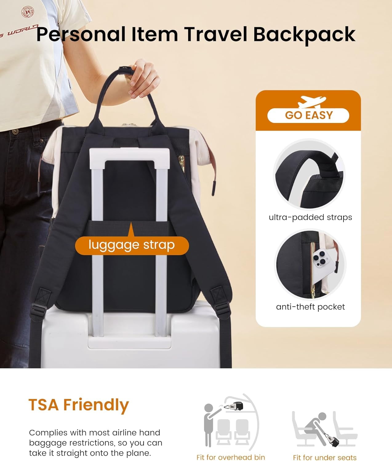 LOVEVOOK Puffer Laptop Backpack for Women, 15.6 Inch Work Backpack Purses for Nurse Teacher College, Personal Item Travel Bag Daypack with Water Holder