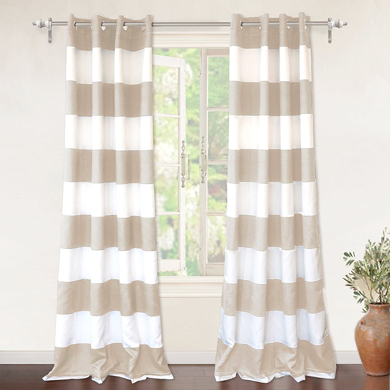 Driftaway Mia Stripe Room Darkening Grommet Unlined Window Curtains