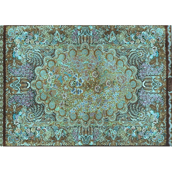 Ahgly Company Indoor Rectangle Persian Light Blue Traditional Area Rugs, 3' x 5'