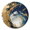 thumbnail image 2 of Designart "Strokes in Dark Blue and Gold VI" Abstract Oversized Wall Clock, 2 of 5