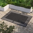 thumbnail image 2 of HOMETRENDS 5 ft. x 7 ft. Charcoal Flatweave Outdoor Rug, 3 Line Border, 2 of 9