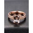 thumbnail image 2 of Limited Time Sale 1.50 carat Princess Cut Morganite and Diamond Bridal Wedding Ring Set in Rose Gold: Bestselling Design, 2 of 2